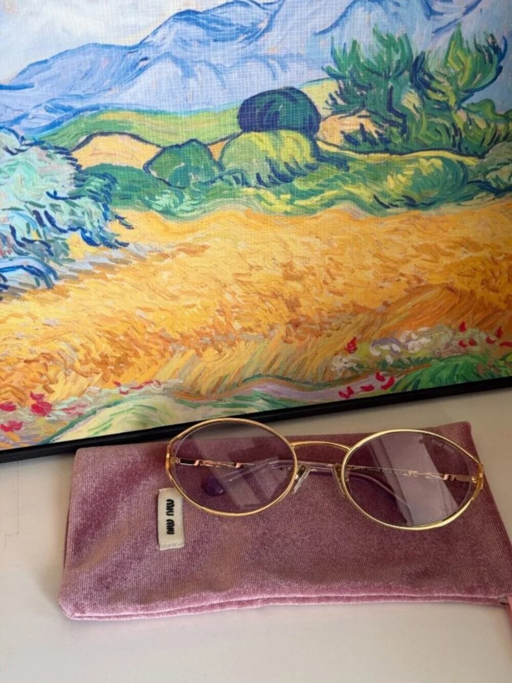🕶️ Miu Miu Gold Oval Sunglasses with Purple Lenses ✨ - Picture 5 of 5